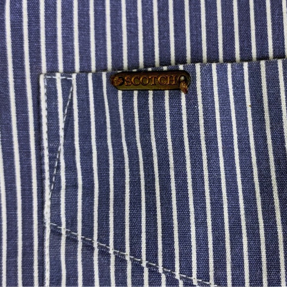 Scotch & Soda Men's Button Down Shirt Blue Stripe Tab Sleeve Cotton size L - Picture 6 of 11